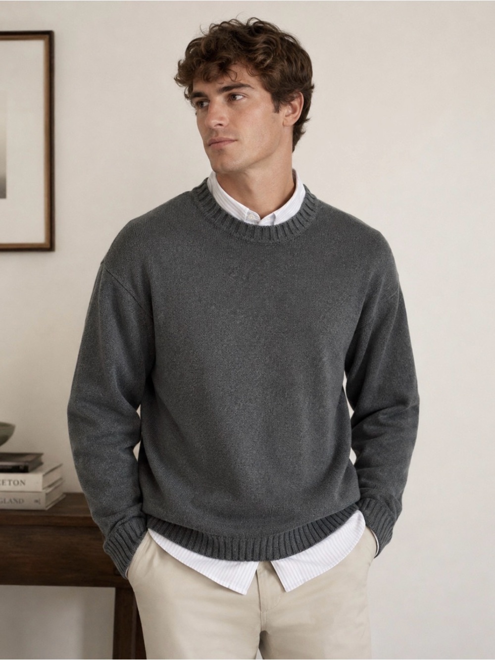 LL Bean Sweater Mens 100% Cotton Crewneck Sweater XL Green Knit Fall Preppy
